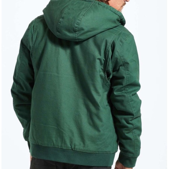 BRIXTON BUILDERS HOODED WARM WORK CANVAS JACKET GREEN ORANGE QUILTED TRUCKER XL - Picture 3 of 11